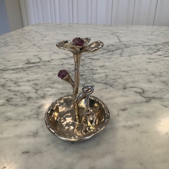 Michael Aram Fantasy Bloom Amethyst & nickel Salt Dish with Shovel Spoon. NIB. - Picture 9 of 13